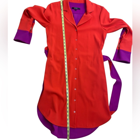 Badgley Mischka Orange & Purple Colorblock Long Sleeve Designer Dress size 4 - Picture 11 of 11